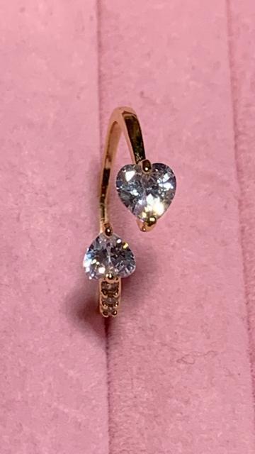 ダブルハート フリーリング★ゴールドカラー < 女性アクセサリー/時計  ダブルハート フリーリング★ゴールドカラー < 女性アクセサリー/時計の