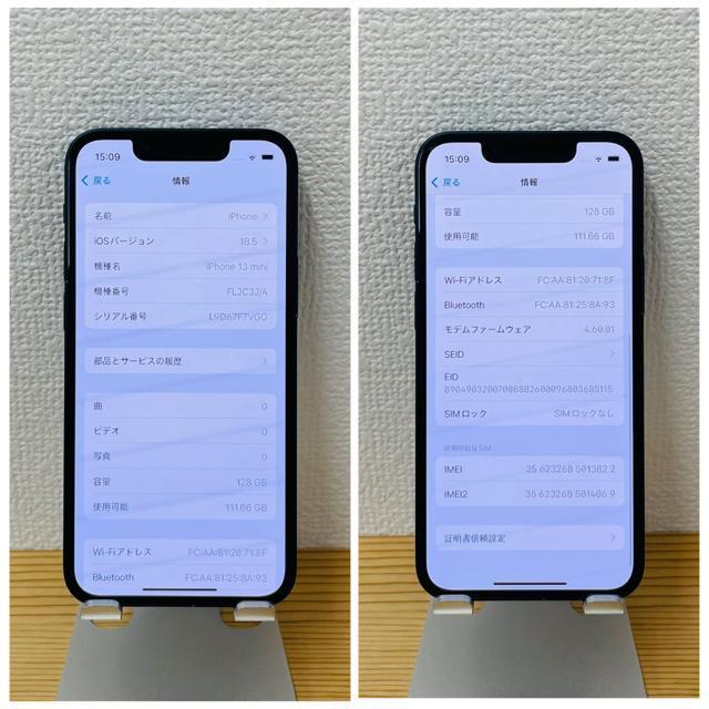 A 100% iPhone 13 mini 128 GB SIMt[ {  Ɠd/AV 