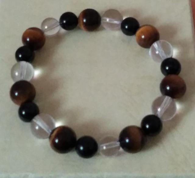 タイガーアイ、ブラックトルマリン、水晶のブレスレット < 女性アクセサリー/時計 タイガーアイ、ブラックトルマリン、水晶のブレスレット < 女性アクセサリー/時計の