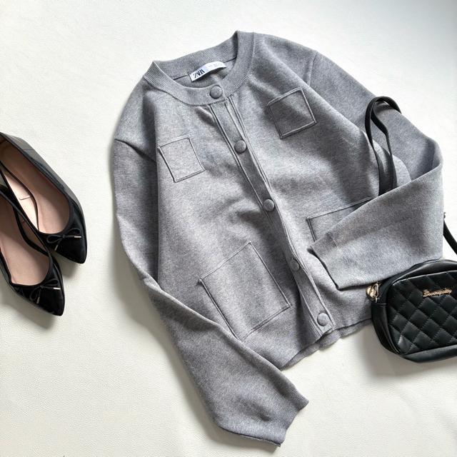 �����i��ZARA���v���[���j�b�g�W���P�b�g �p�f�b�h�V�����_�[���O���[��L �� �u�����h�� 